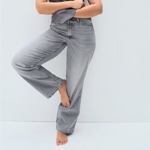 H&M ultra high waist wide leg denim jeans.